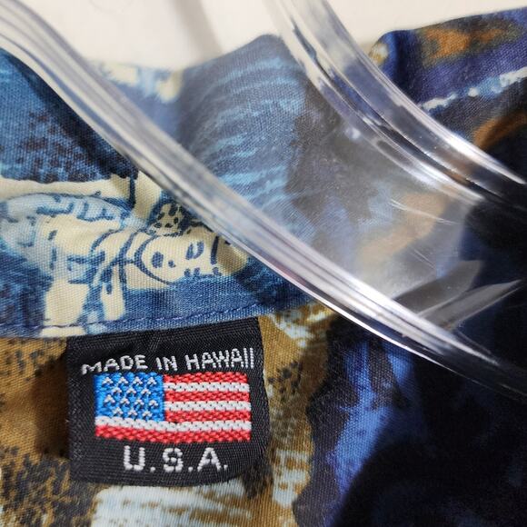 RJC Kalaheo hula girl outrigger turtle button front Hawaiian shirt men's size 2X - Picture 11 of 12